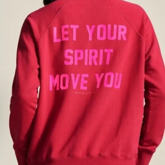 SPIRITUAL GANGSTER X PELOTON Let Your Spirit Move You Pink Crewneck Size Small - Picture 1 of 12